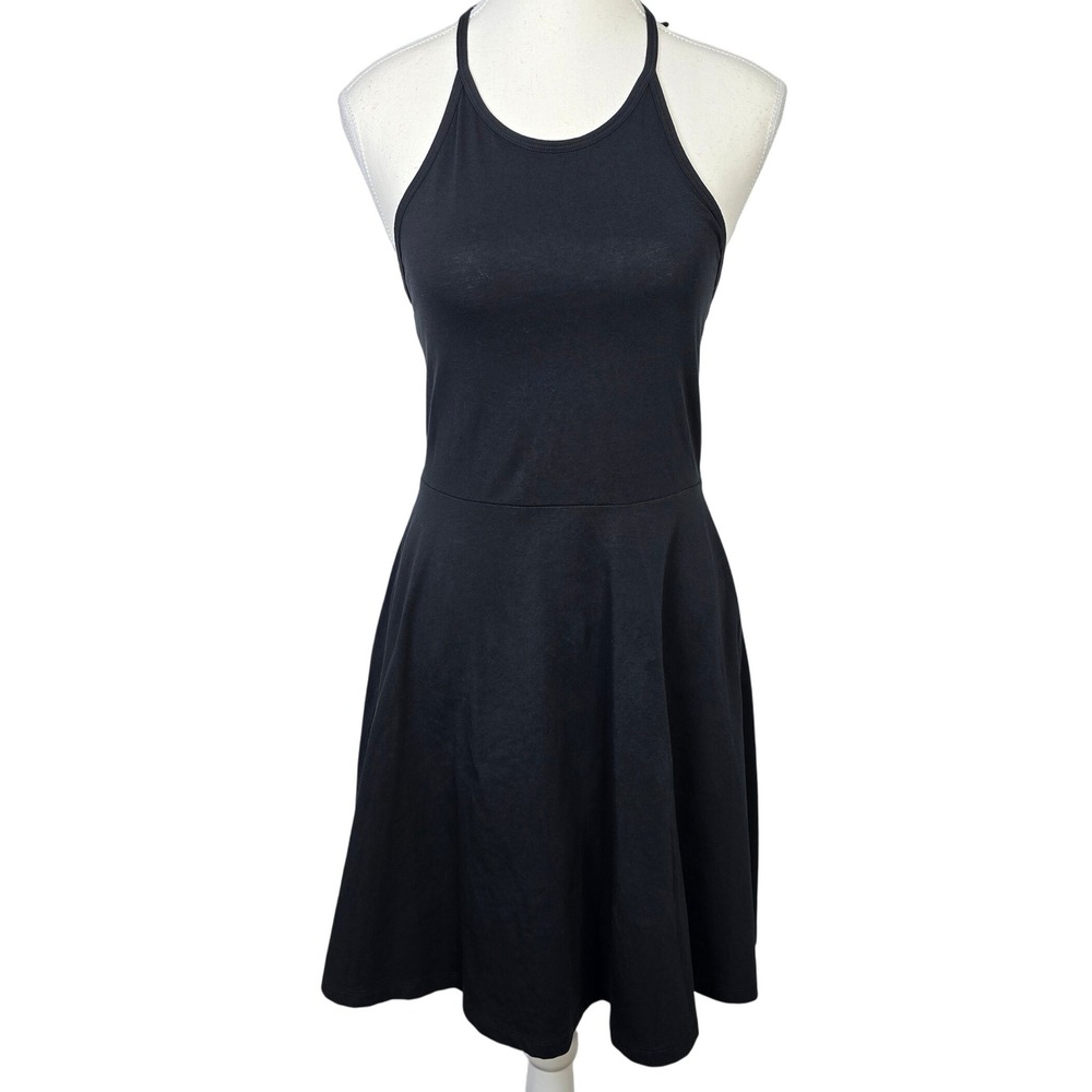 PINK Victoria's Secret‎ Black Halter Fit Flare Dress Size S Cotton Blend